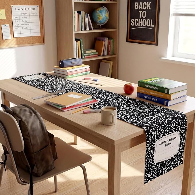 4 Pcs Composition Notebook Table Runner 71 x 13 Inch Preschool Back to School - Image 5