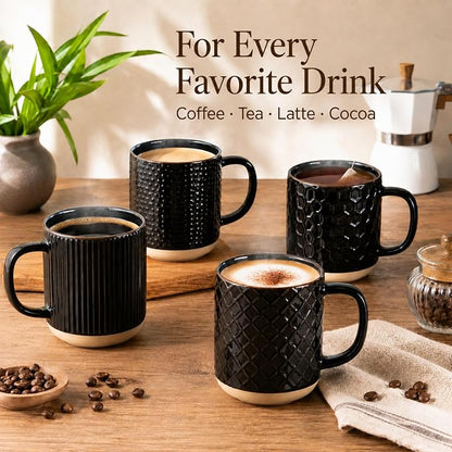 GBhome Coffee Mugs Set of 4, 16 oz Black Coffee Cups - Image 6