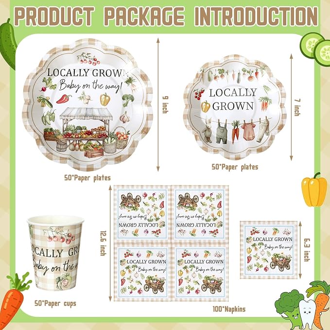 250 Pcs Locally Grown Babyshower Disposable Paper Plates and Napkins | - Image 5