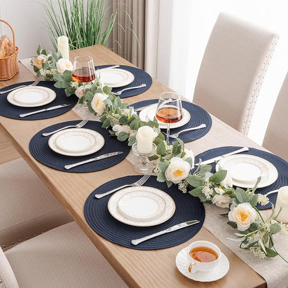 SHACOS Round Placemats Set of 8 Washable 15 inch Round Table Mats Cotton - Image 3