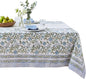 ATOSII Mahoka Blue 100% Cotton Rectangle Summer Tablecloth, Handblock Floral Linen Table Cloth for Kitchen Dining Table I Parties Weddings Outdoors Home Decor 72 X 120 Inches I 10 Seater