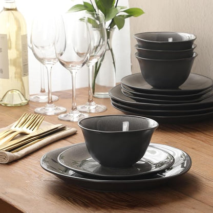 Gibson Elite Port Barton Plates and Bowls Sets, 12-Piece Stoneware Dinnerware - Image 5
