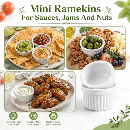 24 Pcs 1 oz Mini Dipping Ramekin Tiny Ramekin Porcelain Souffle Dish | Small - Image 5