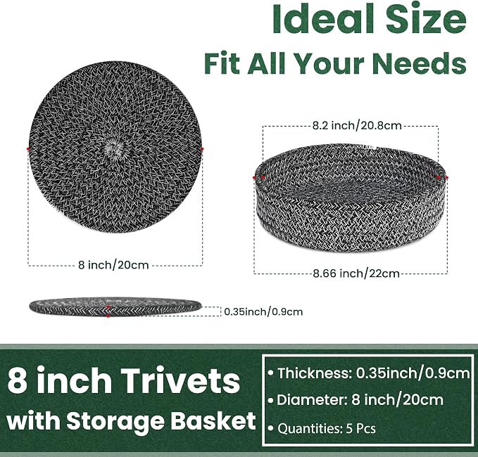 8 Inch Trivets for Hot Dishes, Hot Pots and Pans, Thick Heat Resistant - Image 2