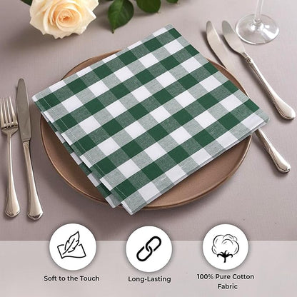 Urban Villa Cloth Napkins Set of 12 20x20 Inches 100% Cotton Napkins Cloth Washable Soft Durable Reusable Absorbent Table Dinner Napkins Cloth for Hotel Lunch Restaurant Weddings Parties- Hunter White
