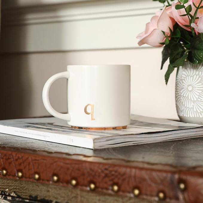 COLLECTIVE HOME Ceramic Coffee Mug, 15 oz Monogram Cup - Image 2