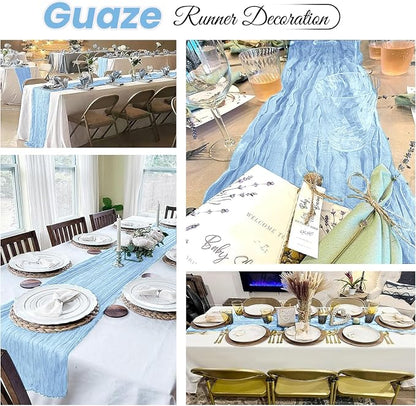 8 Pack Baby Blue Cheesecloth Table Runner 20 x 120 inch Gauze Table Runners 10 - Image 4