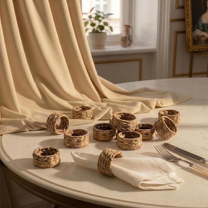 Napkin Rings – Pack of 12, Handwoven Rustic Table Décor - Image 2