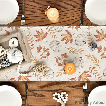 Artoid Mode 210 GSM Fall Table Runner 13x72 Inch Home Party Decor | Orange - Image 4