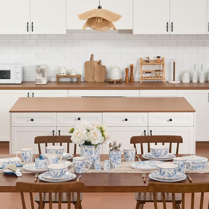 Bico Blue Garden Toile De Jouy Salad Plates Set of 4, 8.75 Inch Ceramic Dessert - Image 7