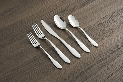 Cambridge Silverware Set, Delia Mirror 72-Piece Flatware Set, Service for 14, Made of 18/0 Stainless Steel, Dishwasher Safe, Knives Spoons and Forks, Home and Kitchen, Utensils Set (Silver, 72 Piece)