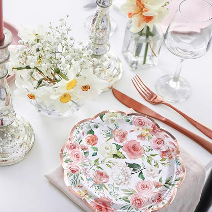 WRAPAHOLIC 25Pcs Floral Paper Plates - Image 3