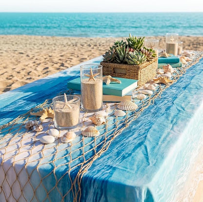 SATINIOR 6 Pcs 12 x 72'' Fishing Net Table Runner Party Decoration, Linen | - Image 2