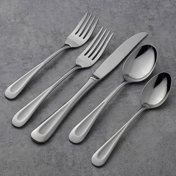 Oneida Satin Sand Dune 20-Piece 18/0 Stainless Steel Silverware Set - Image 6