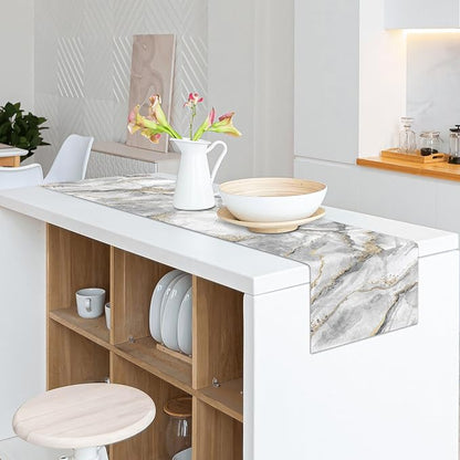 Marble Table Runner 13x71 Inch Gold Grey Table Dresser Runners Modern Table - Image 6