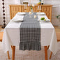 Black White Plaid Gingham Ruffle Table Runner 90 inches Long 100% Washed Cotton by KMASANIJI