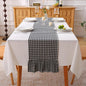 Black White Plaid Gingham Ruffle Table Runner 120 inches Long 100% Washed by KMASANIJI