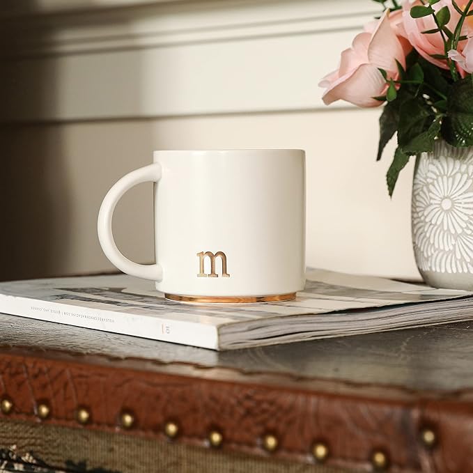 COLLECTIVE HOME Ceramic Coffee Mug, 15 oz Monogram Cup - Image 3