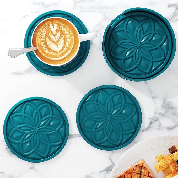HFHOME Silicone Coasters Set, Bar Tabletop Protection - Image 4