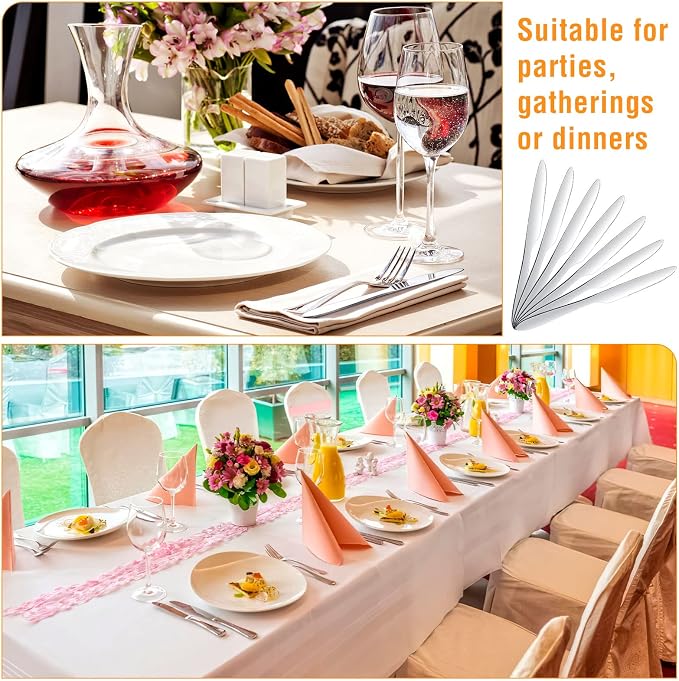 Nuenen 100 Pieces Dinner Knives Set, 8.3 Inches Durable Butter Knife Stainless - Image 3