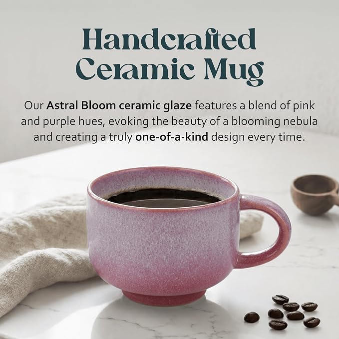 NOVA CERAMICS Pink Floral Coffee Mug - 16 oz Ceramic Mug - Astral Bloom | Pink - Image 2