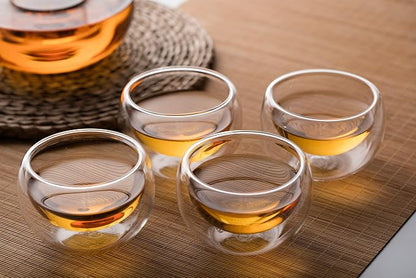 CNGLASS Tea Cups Set of 4 Double Wall Glass Tea Cup, 5.1oz Asian Insulated - Image 7