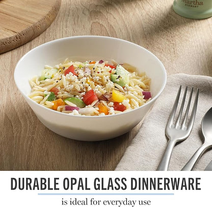 Martha Stewart Opalton 6-Piece 6-Inch Soup and Cereal Bowls – Lightweight, Chip and Break Resistant Opal Glass Bowls for Everyday Use