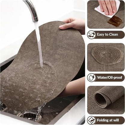 Placemats Set of 4, 11.8 x 17 Inch, Dark Brown | Heat Resistant Oval Faux - Image 5