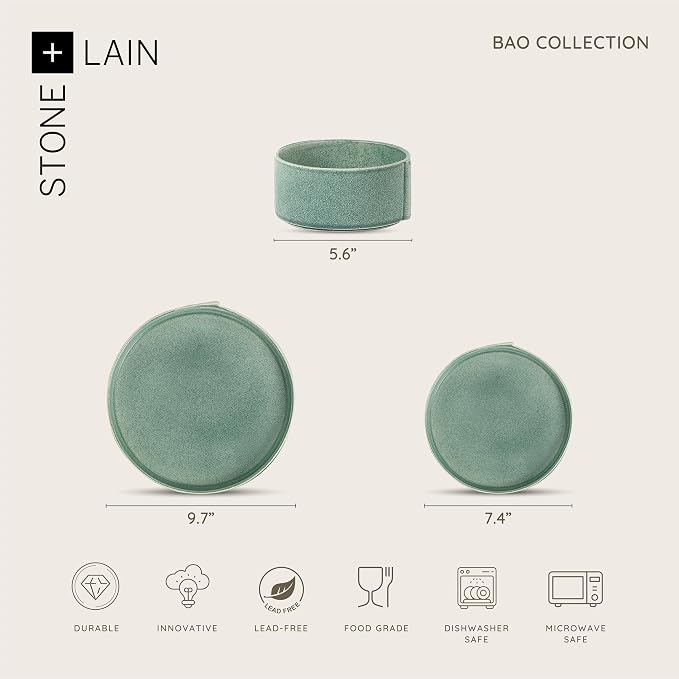 Stone Lain Bao 24-Piece Dinnerware Set Stoneware, Plates and Bowls Set - Image 2