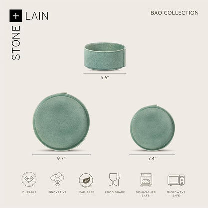 Stone Lain Bao 24-Piece Dinnerware Set Stoneware, Plates and Bowls Set - Image 2
