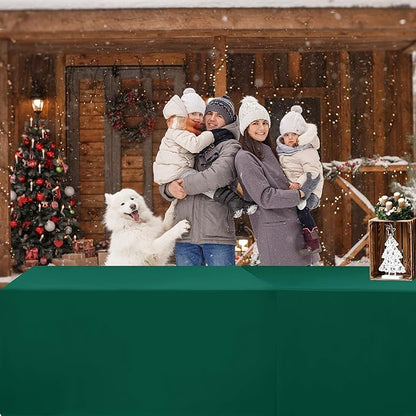 HolidayIdeas Fitted Green Tablecloths - 72 x 30 Inch - 2 Pack Rectangle Table Clothes for 6 Foot Tables, Polyester Fabric Table Cover for Christmas, Parties, Wedding, Trade Show, Banquet