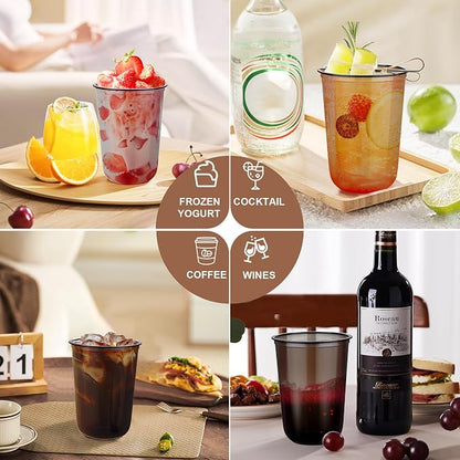 KesaPlan 100 Pcs 16oz Plastic Black Cups, Disposable Wine Cocktail Glasses | - Image 5