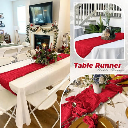 6 Pack Red Cheesecloth Table Runner 20 x 120 Inch Gauze Table Runner Fabric - Image 6