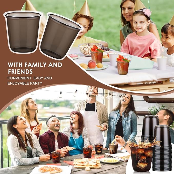 KesaPlan 50Pcs 12oz Black Plastic Party Cups, Disposable Wine Cocktail Cups | - Image 5