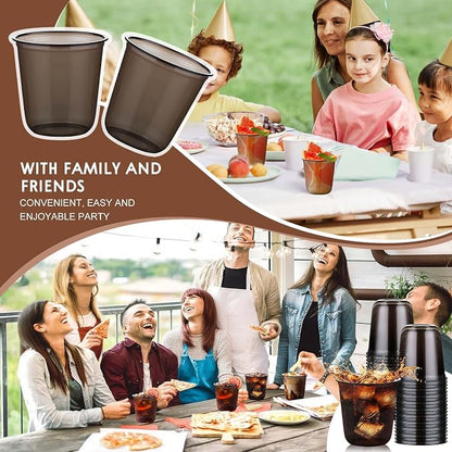 KesaPlan 100 Pcs 12oz Plastic Black Cups, Disposable Wine Cocktail Glasses | - Image 7