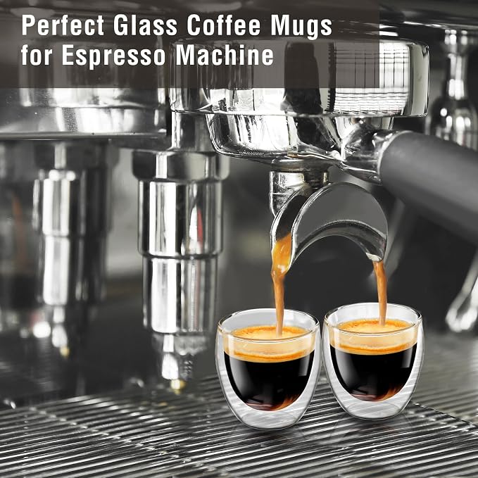 Espresso Cups Set of 4, 3oz Espresso Shot Glass Double Walled Coffee Cups | - Image 3