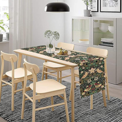 William Morris Floral Table Runner, Vintage Flowers Green Botanical Printed - Image 3