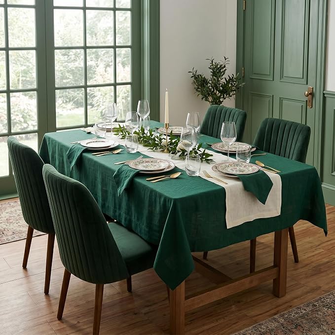 Solino Home 100% Pure Linen Table Runner Ivory, Fete 14 x 132 Inch Long | Table - Image 2
