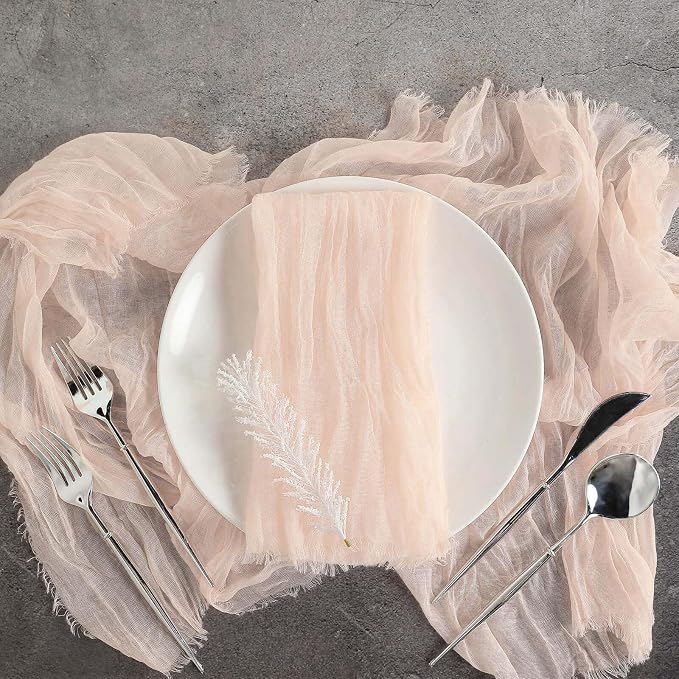Efavormart 5 Pack 24"x19" Blush Rose Gold Matte Gauze Cheesecloth Napkins by efavormart