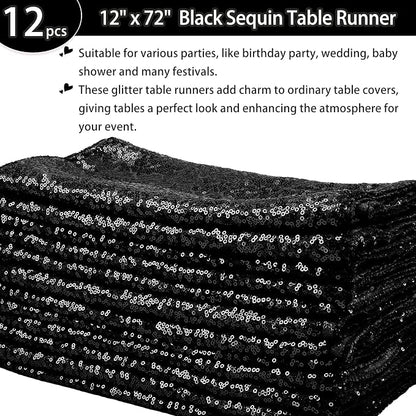 12 Packs Sequin Table Runner Glitter Dining Table Runner - Image 2