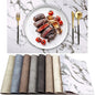 Leather Heat Resistant Placemats Set of 6 Waterproof Wipeable Washable PU Table Mats,Easy to Clean Anti-Slip Place Mats (Marble, 6)