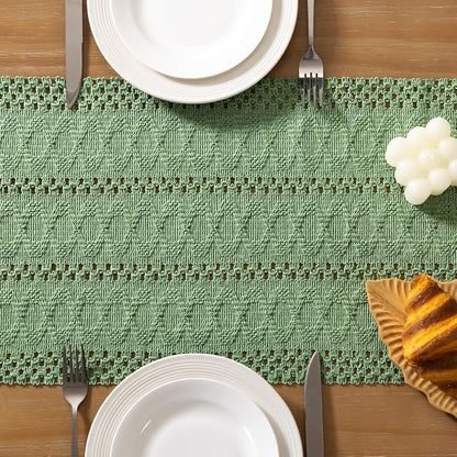 Boho Table Runner Summer Farmhouse Rustic Dining Dresser Scarf Home Decor | - Image 3