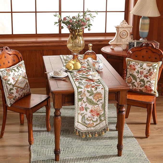 Patdrea Designer Elegant French Velvet Table Runner, Colorful Floral Print - Image 6