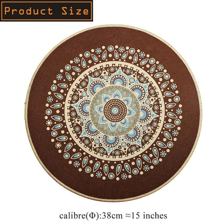PIGCHCY Round Boho Placemats Set of 6, Rubber Heat Resistant Placemat, Waterproof Washable Table Mats for Dining Table Decoration (Brown)