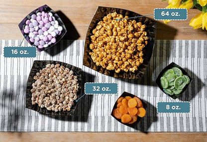 Posh Setting - Black Plastic Serving Bowls for Party (8oz - 4 Pack) Square Bowls, Disposable Chip Bowls, Candy Bowls for Party Table, Salad & Fruit Bowls for Party, Candy Containers for Candy Buffet