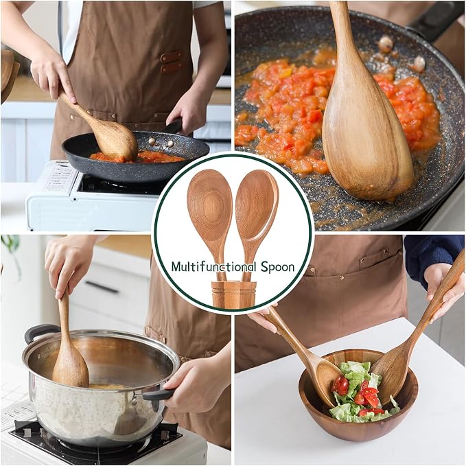 Wood Spoon, Healthy Acacia Wooden Cooking Spoons, Durable Kitchen Serving Spoon - Image 6