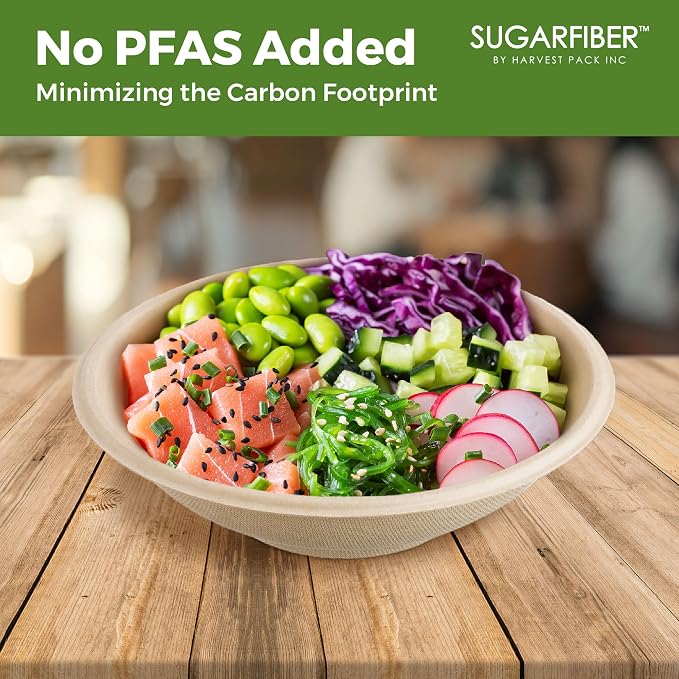 Sugarfiber by Harvest 22oz Round Compostable Bowls PFAS Free - Image 5