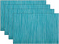 SHACOS Woven Vinyl Placemats Set of 4 Wipe Clean PVC Heat Resistant Place Mats Durable Waterproof Stain Resistant Indoor Outdoor Table Mats (4, Teal Blue)