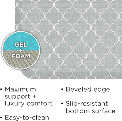 GelPro Elite Premier Anti-Fatigue Kitchen Comfort Floor Mat, 20x48, Lattice Light Grey Stain Resistant Surface with Therapeutic Gel and Energy-Return Foam for Health & Wellness