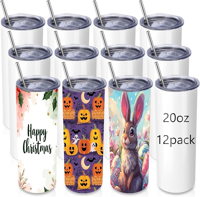 Volhoply 12 Pack Skinny Sublimation Tumblers by LiveFully%EF%BC%8CDrinkFreely%E2%80%94KeepGoingwithVolhoply%EF%BC%81
